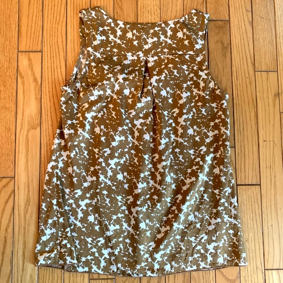 Banana Republic Blouse Top Shirt women's 6 Brown Silk Pleated Collar fall leaf - Picture 6 of 10